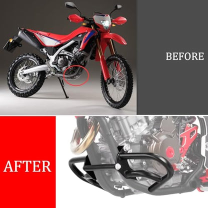 CRF300L/250L 21-25 Crash Bar Compatible with CRF300L 2021-2025 CRF250L 2022-2025 Motorcycle Engine Guard Highway Crash Bar Bumper Frame Falling Protector Steel Split Style (Black) - color: Black