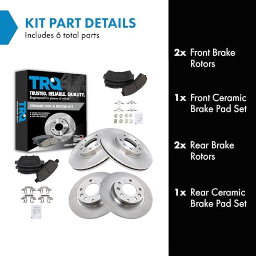 TRQ Front and Rear Ceramic Brake Pad and Rotor Set - style: BKA11182