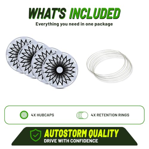 17" Universal Full-Size Hub Caps, 17 Inch Steel Wheels, White-Flower Bloom - color: White-Flower Bloom, size: 17 Inch