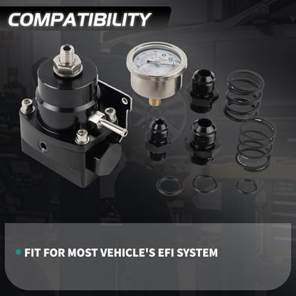 EFI Fuel Pressure Regulator Kit 3-70PSI With Gauge Compatible With AN8