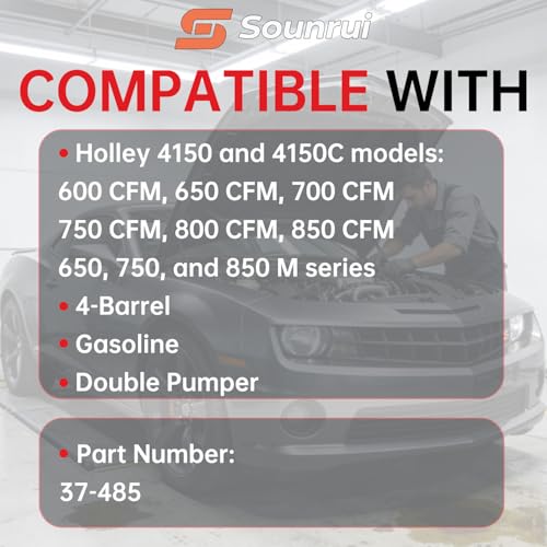 37-485 Carburetor Rebuild Kit Compatible with Holley 4150 4150C, 600-850 CFM Double Pumper 4 Barrel – Includes Gaskets, O-Rings, Diaphragms, Needle & Seats, Power Valve