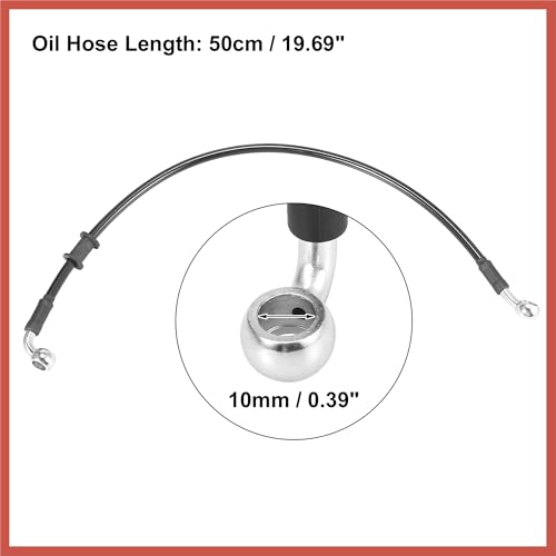 ACROPIX Universal 50cm 19.69" Motorcycle Brake Clutch Oil Hose Line Pipe Hydraulic Reinforced Stainless Steel Braided Black Car Parts