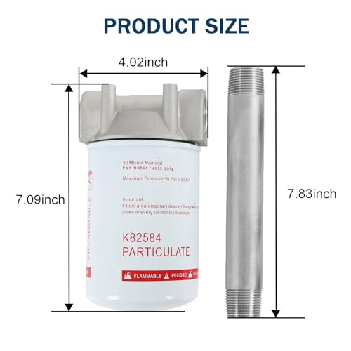 3/4 inches NPT Fuel Tank Filter Kit 30 Micron Spin-on Particulate Filter