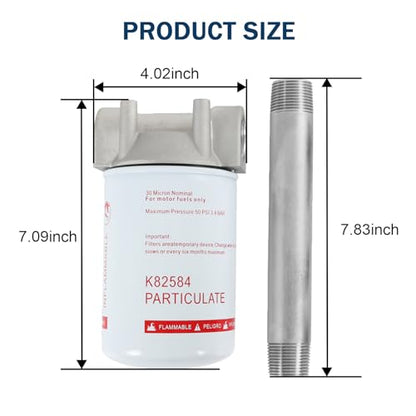 3/4 inches NPT Fuel Tank Filter Kit 30 Micron Spin-on Particulate Filter