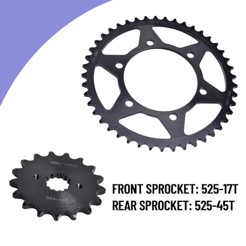 Chain and Sprocket Kit 525 Front 17T Rear 45T for Suzuki GSXR750 2011-2024