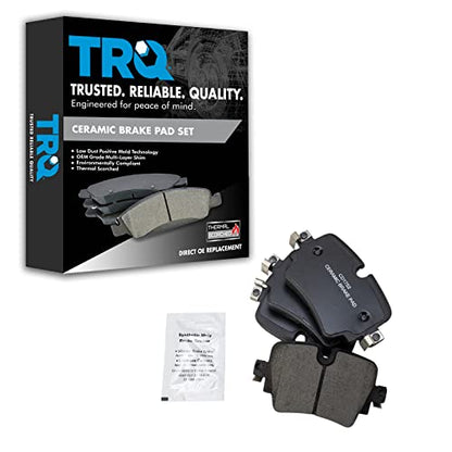TRQ Rear Ceramic Brake Pad Set Includes Contact Point Grease - style: BFA18975