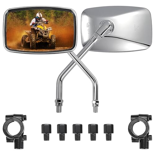KEMIMOTO ATV Mirrors 8MM10MM Motorcycle Side Mirrors for 7/8" Handlebar - color: Silver