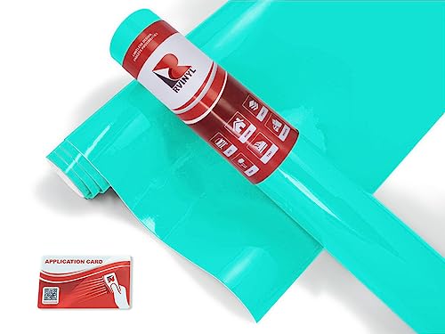 Rwraps Hyper Gloss Vinyl Car Wrap Film in Turquoise - 5ft x 1ft - Vehicle Sheet Roll with Adhesive Back and Air Release Technology - color: Hyper Gloss Turquoise, size: 5ft x 1ft