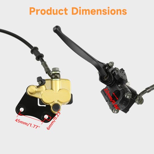 FVRITO Front Disc Hydraulic Brake Master Cylinder Caliper Assembly and Pads for 50cc 70cc 90cc 110cc 125cc SSR Apollo RFZ Taotao Coolster SDG 107 Thumpstar Pitster Pro DHZ Chinese Pit Dirt Bike Parts - color: Black+Gold