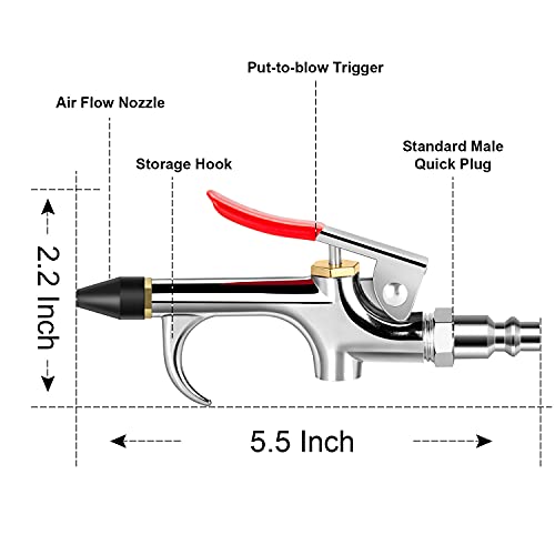 13 Pcs 2-Way Connection Air Nozzle Blow Gun Set, 1/4-Inch NPT Quick Fitting - size: 13 Pcs Kit