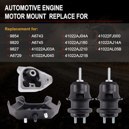 Motor Mount Kit for 2013-2014 Legacy Outback 2.5L - size: A6743 A6745 A6729 A6729
