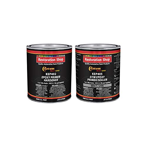 Custom Shop, Gray DTM Epoxy Primer/Sealer 2.1 VOC, 1:1 Mix, 1 Quart Kit - color: Gray, size: 16 Fl Oz (Pack of 2)