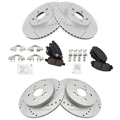 TRQ Performance Front and Rear Brake Pad and Rotor Set Ceramic Coated