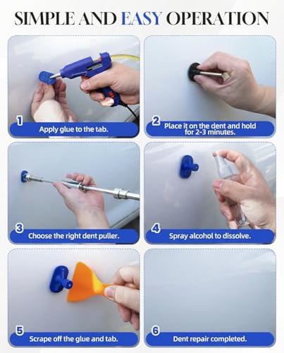 Car Dent Puller Kit, Paintless Dent Remover Tool for Car, Professional Easy-Operate Dent Repair Kit for Hail Damage & Dings, Dent Removal Kit for Auto Body, Truck, Motorcycle
