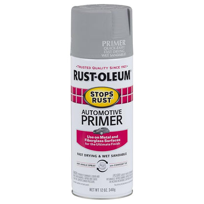 Rust-Oleum Stops Rust Automotive Primer Spray, Flat Light Gray - color: Flat Light Gray, size: 12 Ounce (Pack of 6)