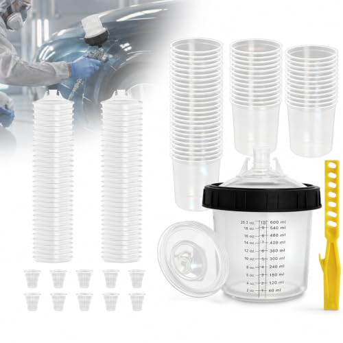 Disposable Paint Cups System 20oz(600ML) with lids for HVLP/LVLP Spray Guns - size: 20 Ounce Kit (600ml)