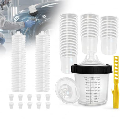 Disposable Paint Cups System 20oz(600ML) with lids for HVLP/LVLP Spray Guns - size: 20 Ounce Kit (600ml)