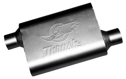 Thrush Muffler Deep Race Tone (Most Applications) Inlet 2.5 Pipe Connection Offset Outlet 2.5 Offset