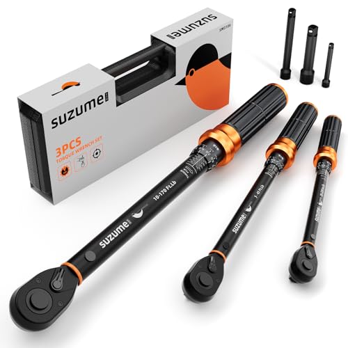 SUZUME Torque Wrench Set 1/2 3/8 1/4 Inch Drive Click ±3% Accuracy