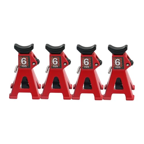 4 Pack Adjustable Mini Jack Stands Compatible with 1/18 1/24 Traxxas TRX4M Axial SCX24 AX24 FMS FCX24, Height Range 4-34mm, Ideal for RC Crawler Car Maintenance Accessories(Red) - color: Red