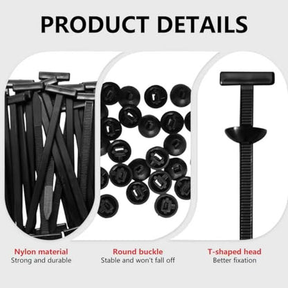 200Pcs Nylon Universal Cable Tie Buckle for Car, New Multifunctional Heavy Duty Self Locking Automotive Fasteners for DIY Car Repair, Wire Management, Home,Office Use