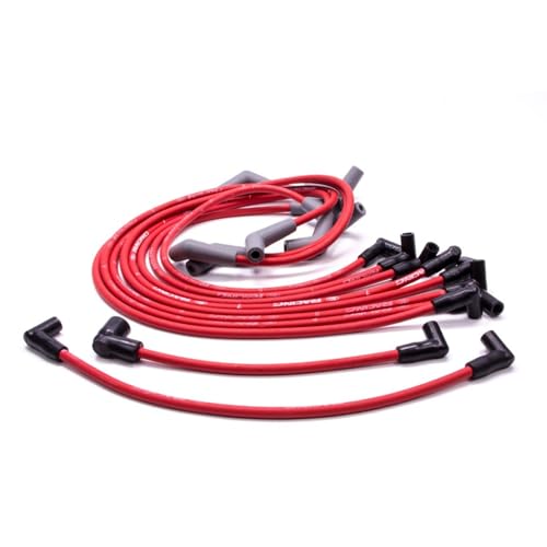 Ford Racing Spark Plug Wire Set, Spiral Core, 9 mm, Red, 45 Degree Plug Boots, HEI Style Terminal, Compatible with Big Block Ford, Kit