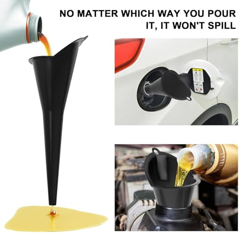 Long-Neck Oil Funnel for Automotive – Multi-Function Plastic Funnel for Oil, Gas & Lubricants – Universal Car Accessory (Black (1-Pack)) - color: Black (1-Pack)