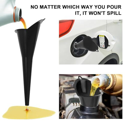 Long-Neck Oil Funnel for Automotive – Multi-Function Plastic Funnel for Oil, Gas & Lubricants – Universal Car Accessory (Black (1-Pack)) - color: Black (1-Pack)
