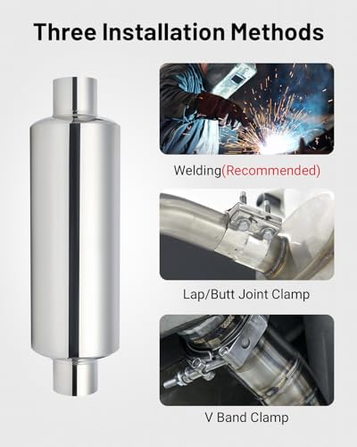 EVIL ENERGY 2 inch Resonator Mufflers 2" Inlet & Outlet (OD) Universal - color: Silver, size: 2.0 inch