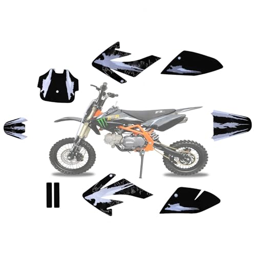 CRF70 Graphics Kit for 70cc–160cc Dirt Bikes – 9-Piece Set – Durable Plastic Decals for Thumpstar, Pitpro, Atomik, TaoTao, SSR, and More (Silver) - color: Silver