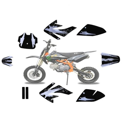 CRF70 Graphics Kit for 70cc–160cc Dirt Bikes – 9-Piece Set – Durable Plastic Decals for Thumpstar, Pitpro, Atomik, TaoTao, SSR, and More (Silver) - color: Silver