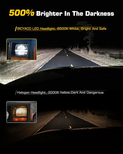 BICYACO DOT 5x7 7x6 LED Headlights, 105W Hi/Lo Sealed Beam Headlamp with White DRL Amber Turn Signal, H6054 H5054 Replacement Compatible with Jeep Wrangler YJ Cherokee XJ Kenworth T300 1997-2010 - color: Classic Black C