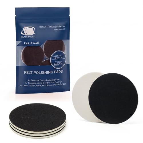 Glass Polish 2 inch (50mm) Pack of 5 Felt Polishing Pads for Polishing Glass, Plastic, Metal and Marble - GP11006 - style: 2" (5 Pads)