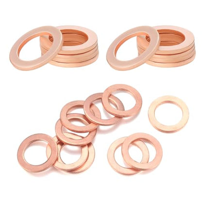 20 PCS Oil Drain Plug Gasket, 14mm Copper Crush Washer Coolant Seal Ring Replacement, Automotive Sealing Gaskets Compatible with OEM PN Part 007603-014106, Car Accessories - color: 20PCS