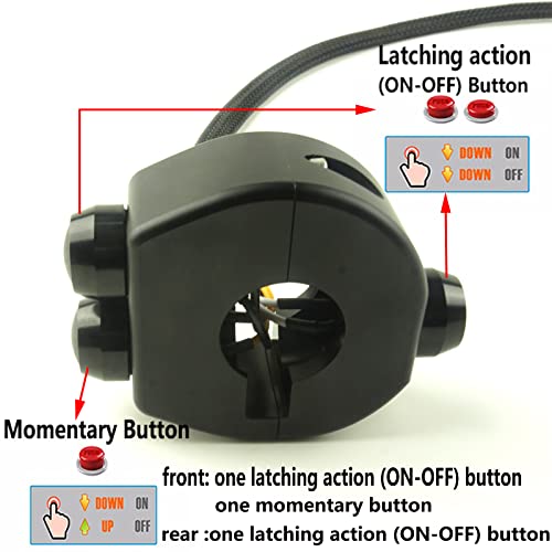 Three Buttons Motorcycle Handlebar Switch Aluminum Turn Signal Horn Headlight Starter Power Control Switch for 7/8 inch Handlebar Bobber Cafe Racer Chopper(Fit 7/8 inch Handlebars, Black) - size: Fit 7/8 inch handlebars