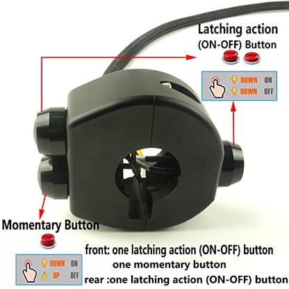 Three Buttons Motorcycle Handlebar Switch Aluminum Turn Signal Horn Headlight Starter Power Control Switch for 7/8 inch Handlebar Bobber Cafe Racer Chopper(Fit 7/8 inch Handlebars, Black) - size: Fit 7/8 inch handlebars