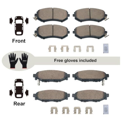 HUSCH Front & Rear Ceramic Brake Pads Fit For Subaru Forester 2011-2018 - size: D1539+D1114