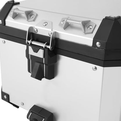 TCT-MOTORPARTS Aluminum Top Case 38L Rear Tail Luggage Box Fits for BMW R1200GS ADV F850 F900GS R1250GS Adventure - color: Chrome Tail Luggage Box (38L)