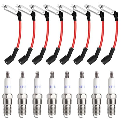 41-110 Iridium Spark Plugs & M8-48322 Wires, Compatible with Chevy GMC V8 - size: Standard Plugs+Wires
