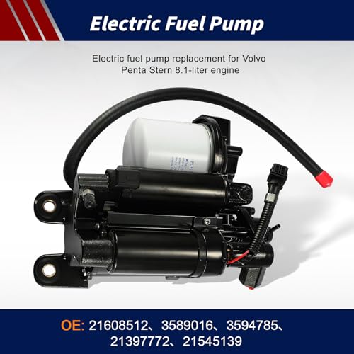 21608512 High Pressure Electric Fuel Pump Assembly Replacement for 8.1L Volvo Penta 8.1GiCE-J 8.1GiCE-JF 8.1GiCE-M 8.1GiCE-MF 8.1GiCE-P 8.1GiCE-Q 8.1GiC-J 8.1GiC-JF 8.1GiC-Q - size: FPM400602T