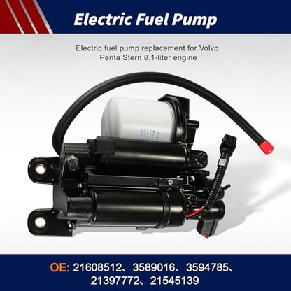 21608512 High Pressure Electric Fuel Pump Assembly Replacement for 8.1L Volvo Penta 8.1GiCE-J 8.1GiCE-JF 8.1GiCE-M 8.1GiCE-MF 8.1GiCE-P 8.1GiCE-Q 8.1GiC-J 8.1GiC-JF 8.1GiC-Q - size: FPM400602T