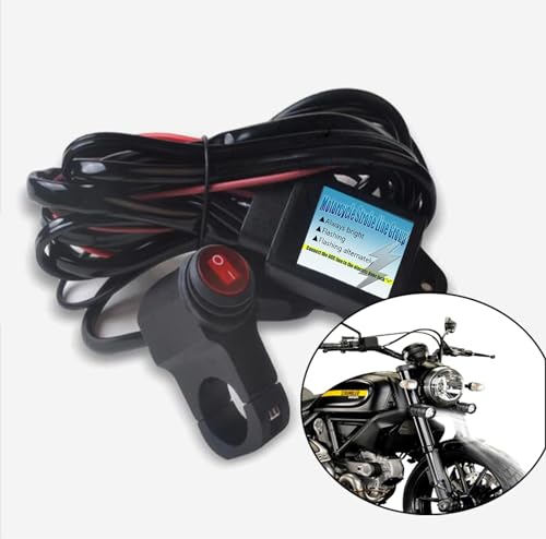 Wiring Harness Switch Kit for Motorcycle LED Light,with 3 Models:Always On/Strobe/Left and Right Flashing,by Upgrade IC Intelligent Control Motorcycle Driving Lights Switch