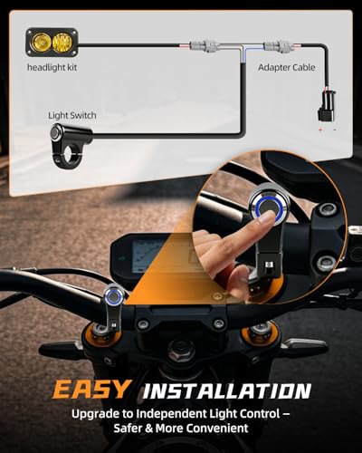 CO LIGHT Headlight Kit 3INCH Yellow 6000-6500K Spot Flood Light for Sur-Ron Segway X260 Talaria Sting MX4 MX5 Dirtbike Motorcycle Front Headlamp with Blue Light Switch - color: Yellow