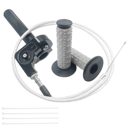 Motorcycle Throttle Assembly,7/8" Quick Twist Throttle Grips with Throttle Cable Aluminum Alloy Universal for CRF KLX SSR TTR 110 125 150 250cc Dirt Pit Bike ATV Mini Bike - color: Black