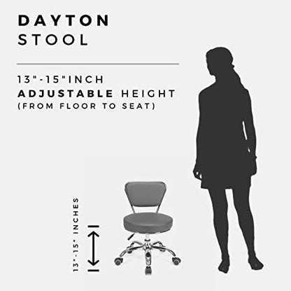 Dayton Home Office/Garden Rolling Seat (Burgundy) Pneumatic, Short Stool with Adjustable Height 13"-15", Perfect for Home Office, Gardening, Garage Mechanic, School and Lab - color: Burgundy
