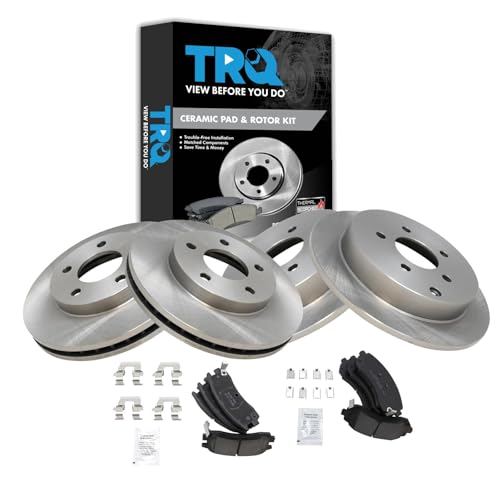 TRQ Front and Rear Brake Pad and Rotor Set Ceramic - style: BKA36435