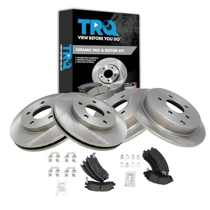 TRQ Front and Rear Brake Pad and Rotor Set Ceramic - style: BKA36435