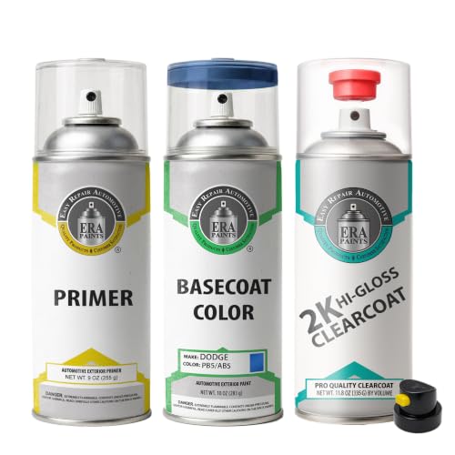 ERA Paints - PB5/AB5 - Electric Blue Pearl for DODGE Exact OEM Color Match Automotive Touch Up Paint for Cars - Spray Paint with Premium Spray Nozzle - 2K Premium Kit - Made in USA - style: Spray - 2K Premium Kit
