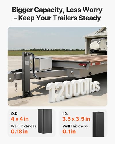 VEVOR Heavy-Duty Trailer Jack, 12,000 lbs Load Capacity, Sidewind Square Direct Weld-on Trailer Jack with Handle Crank, Adjustable Drop Leg, 26-Inch Travel for Lifting RV, Utility, Yacht Trailers - size: 12000lbs (26 inch Stroke)