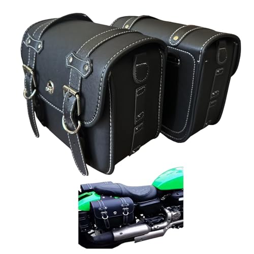 Faux Leather Motorcycle Saddlebags with Lock - size: Large Without Cup Bag